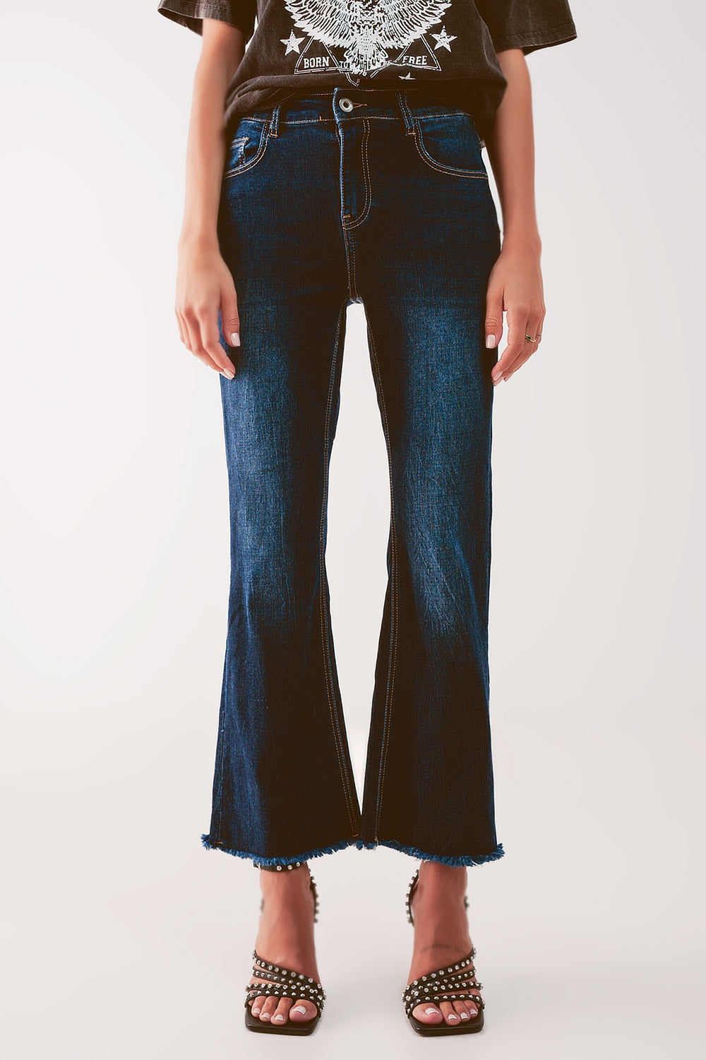Cropped kickflare jeans in mid washing - Jeans