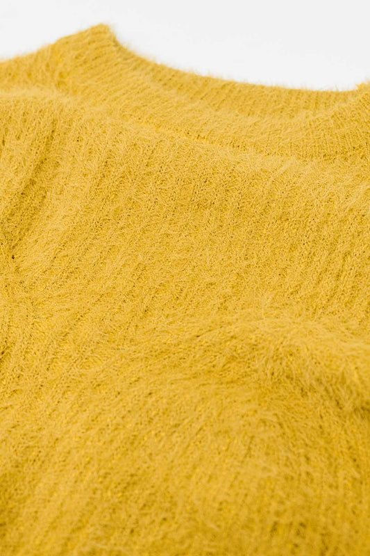 Cropped Sweater With Stitching Detail in yellow - Jumpers