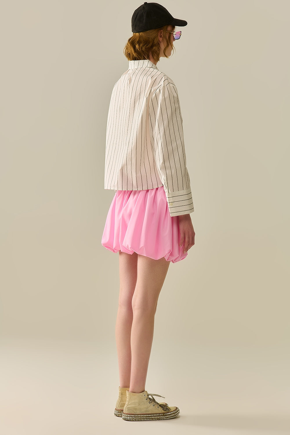 cropped white striped poplin shirt - Shirts