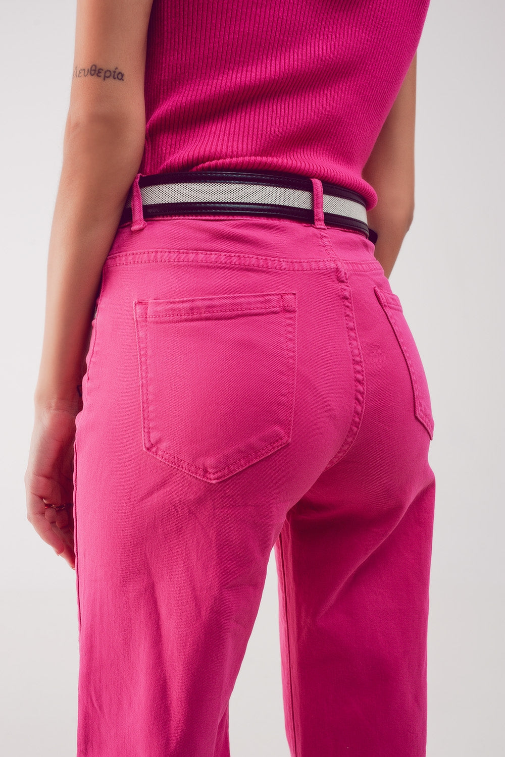 Cropped wide leg jeans in fushia - Jeans