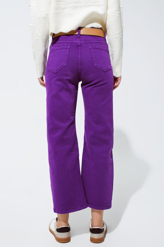 Cropped wide leg jeans in purple - Jeans