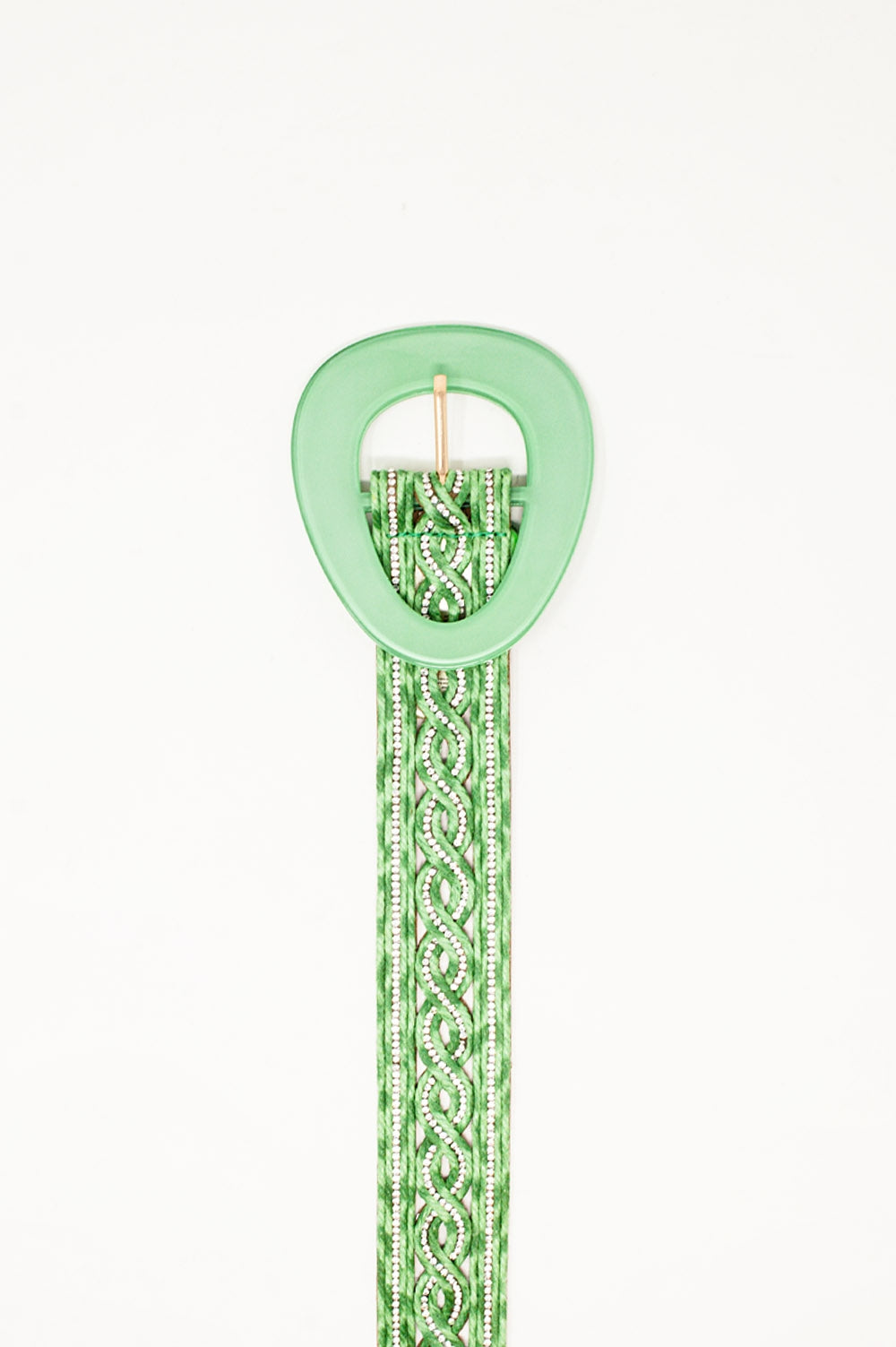 Crystal Embellished Belt in Green - Belts