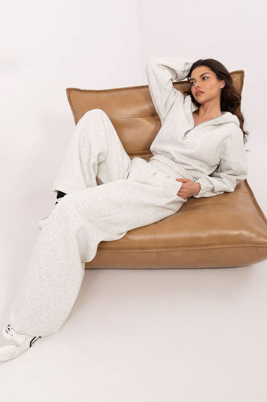 Women's Tracksuit Set with Hoodie and High-Waisted Pants - Trousers