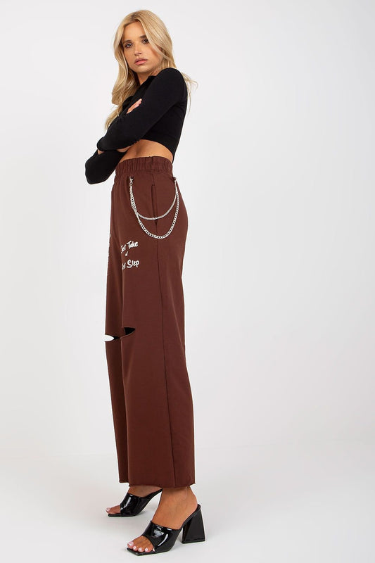 Stylish Wide Leg Women's Sweatpants with Chain - Trousers