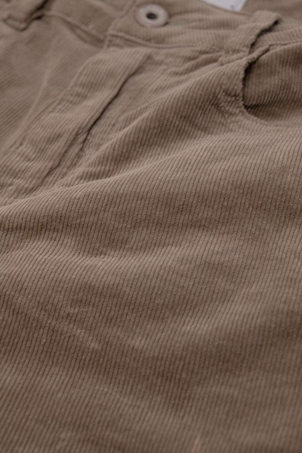 Dark Beige Corduroy flare pants with leopard print at the bottom - Trousers