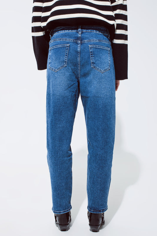 Dark blue oversized boyfriend jeans - Jeans