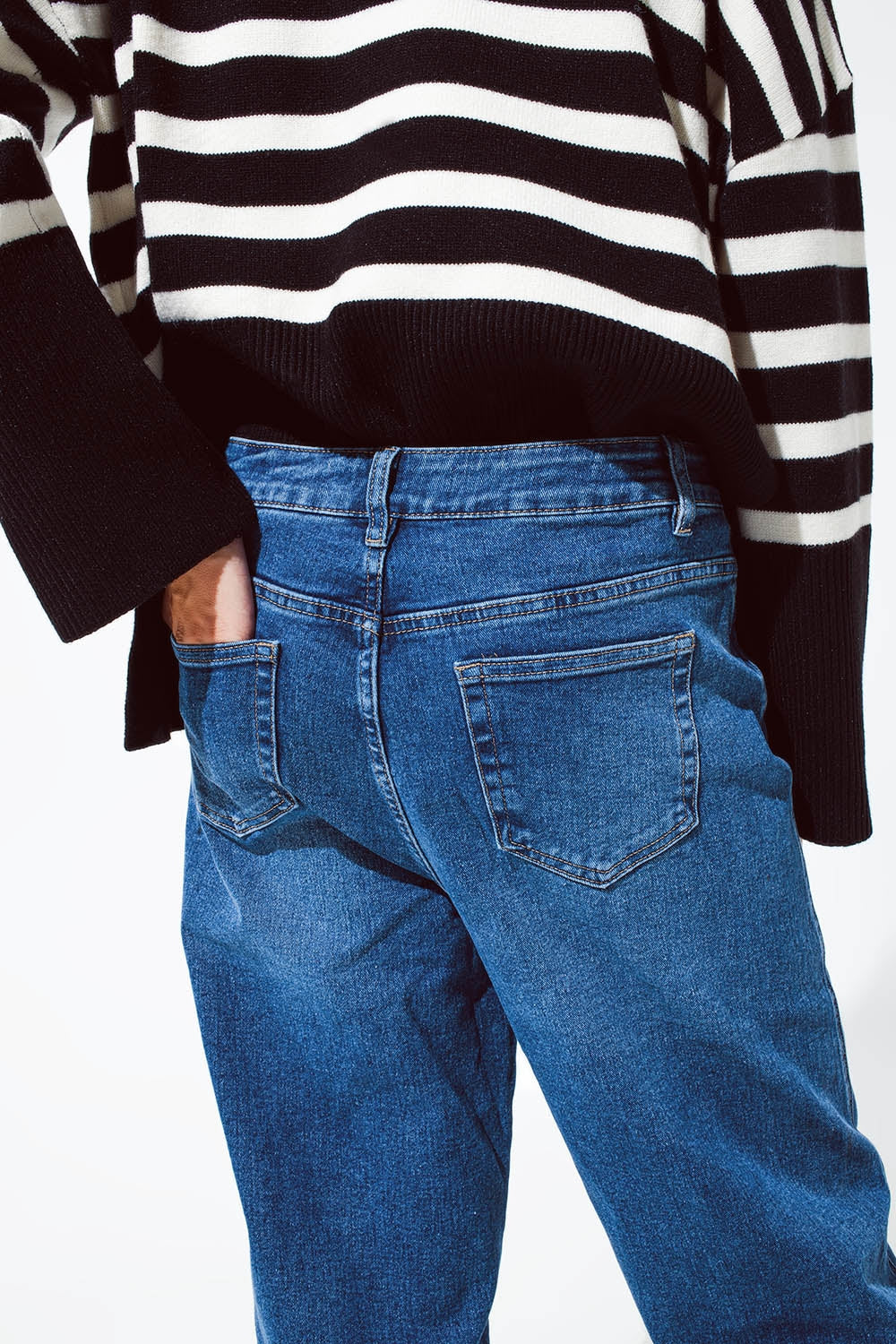 Dark blue oversized boyfriend jeans - Jeans