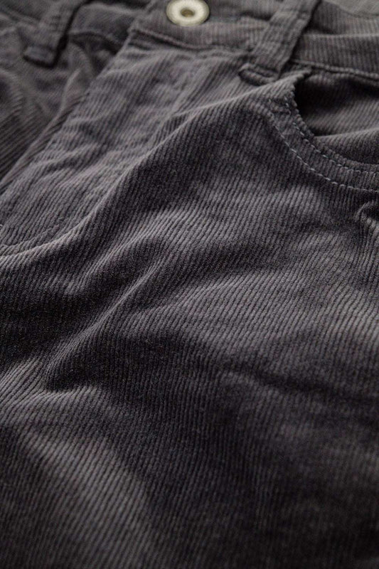 Dark grey Corduroy flare pants with leopard print at the bottom - Trousers