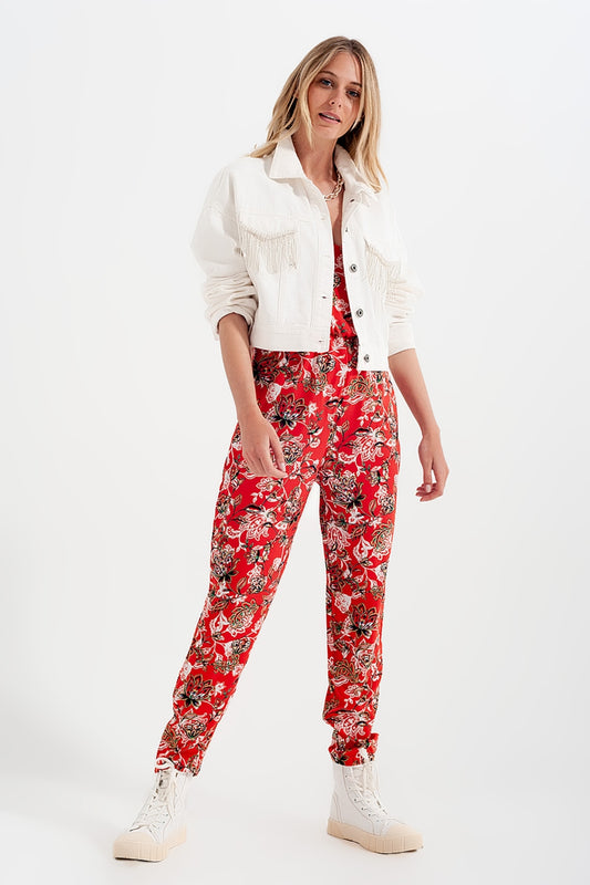 Denim jacket with diamante fringing in white - Jackets