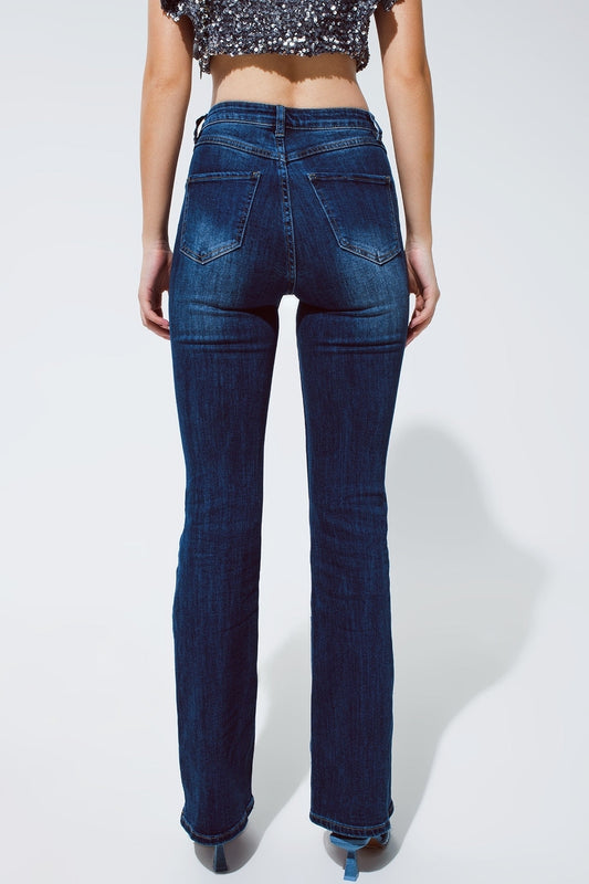 Denim Jeans Flaire in dark blue wash - Jeans