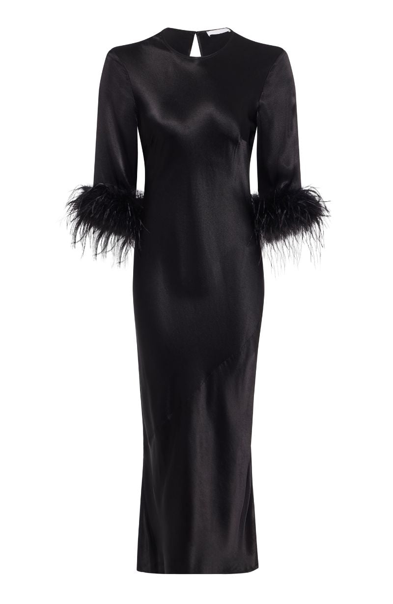 Dolly Feather Sleeve Dress In Black - Dress