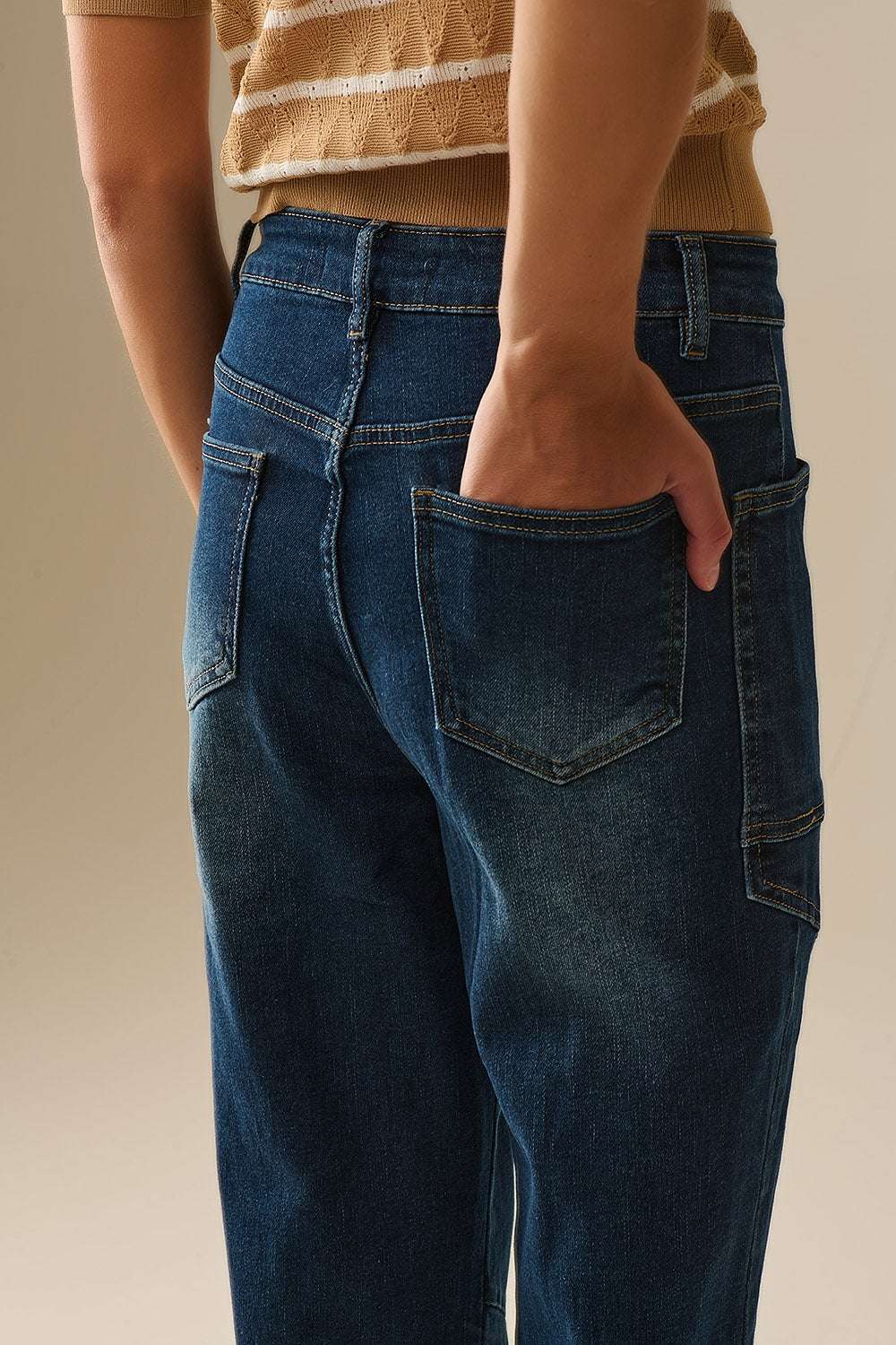 Drawstring Waist Wide-Leg Jeans in Dark wash - Jeans