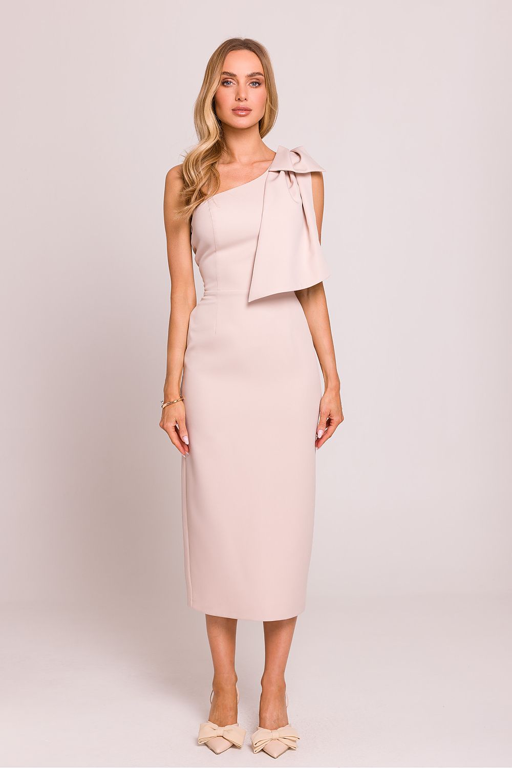 Elegant One-Shoulder Dress for Special Occasions beige - Dresses