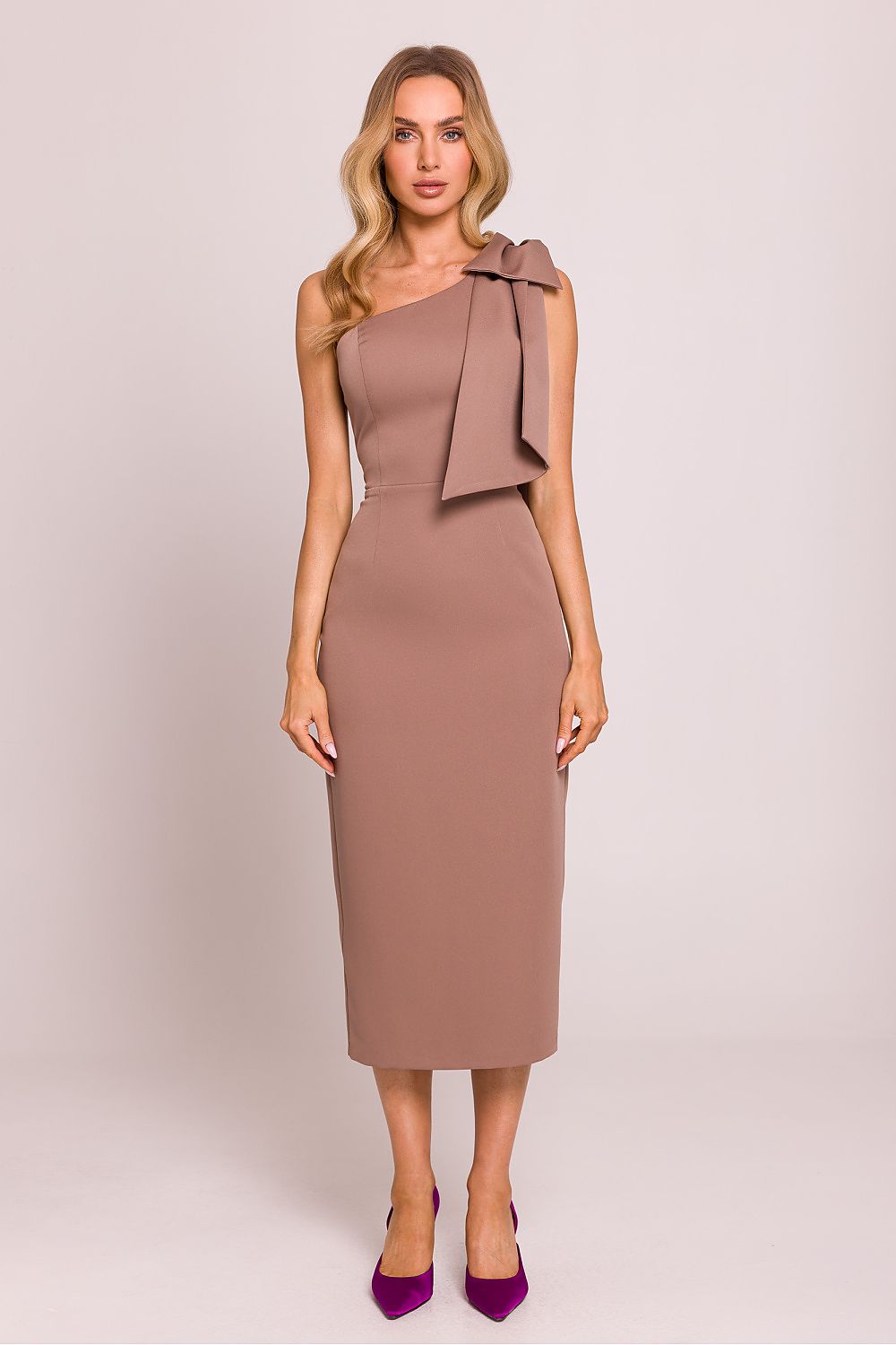 Elegant One-Shoulder Dress for Special Occasions brown - Dresses