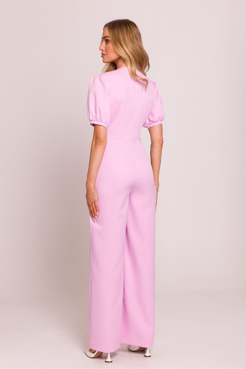 Elegant Tailored Jumpsuit with Puff Sleeves - Jumpsuits