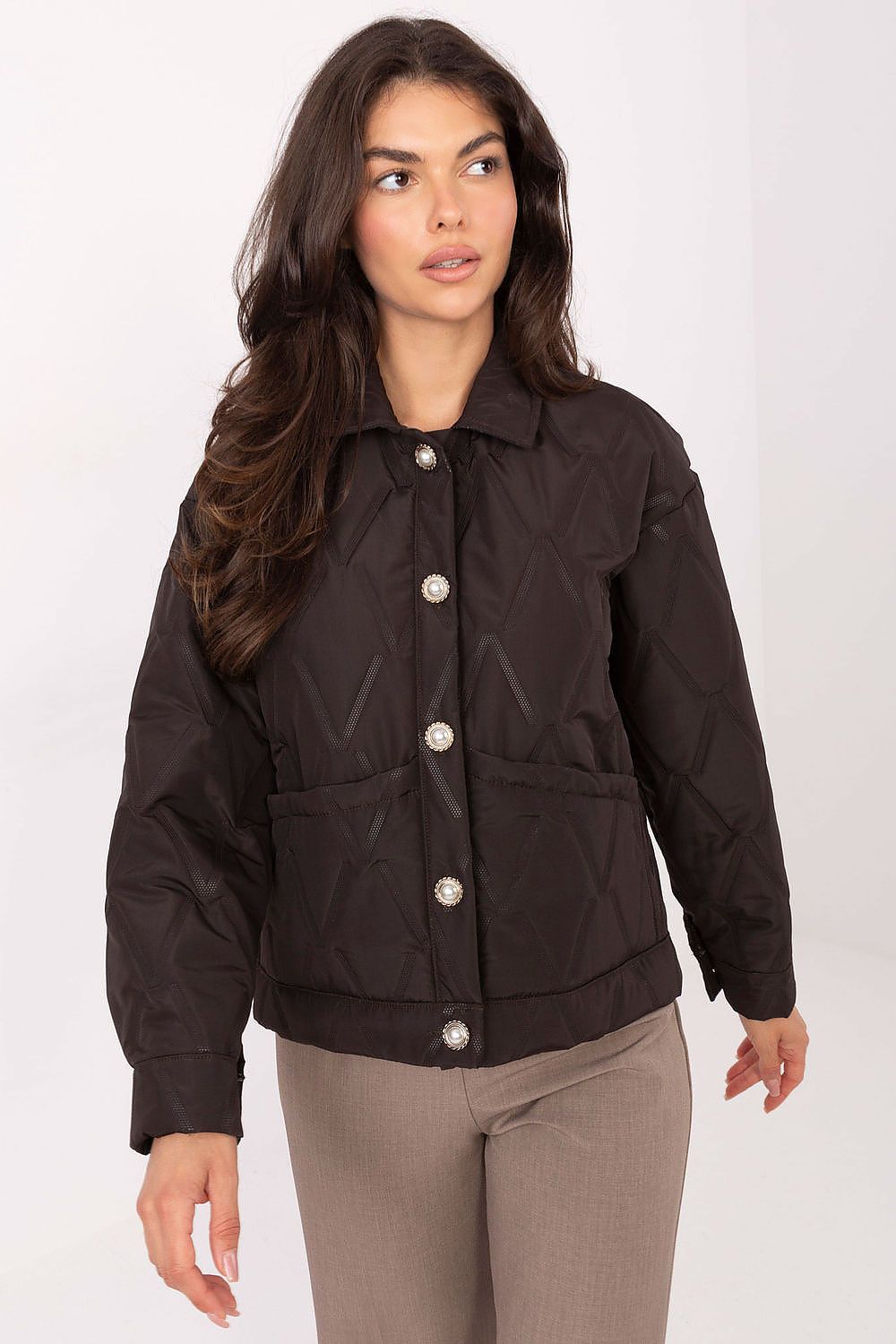 Rue Paris Fashionable Casual Jacket for Women brown 2 one-size-fits-all - Coats & Jackets