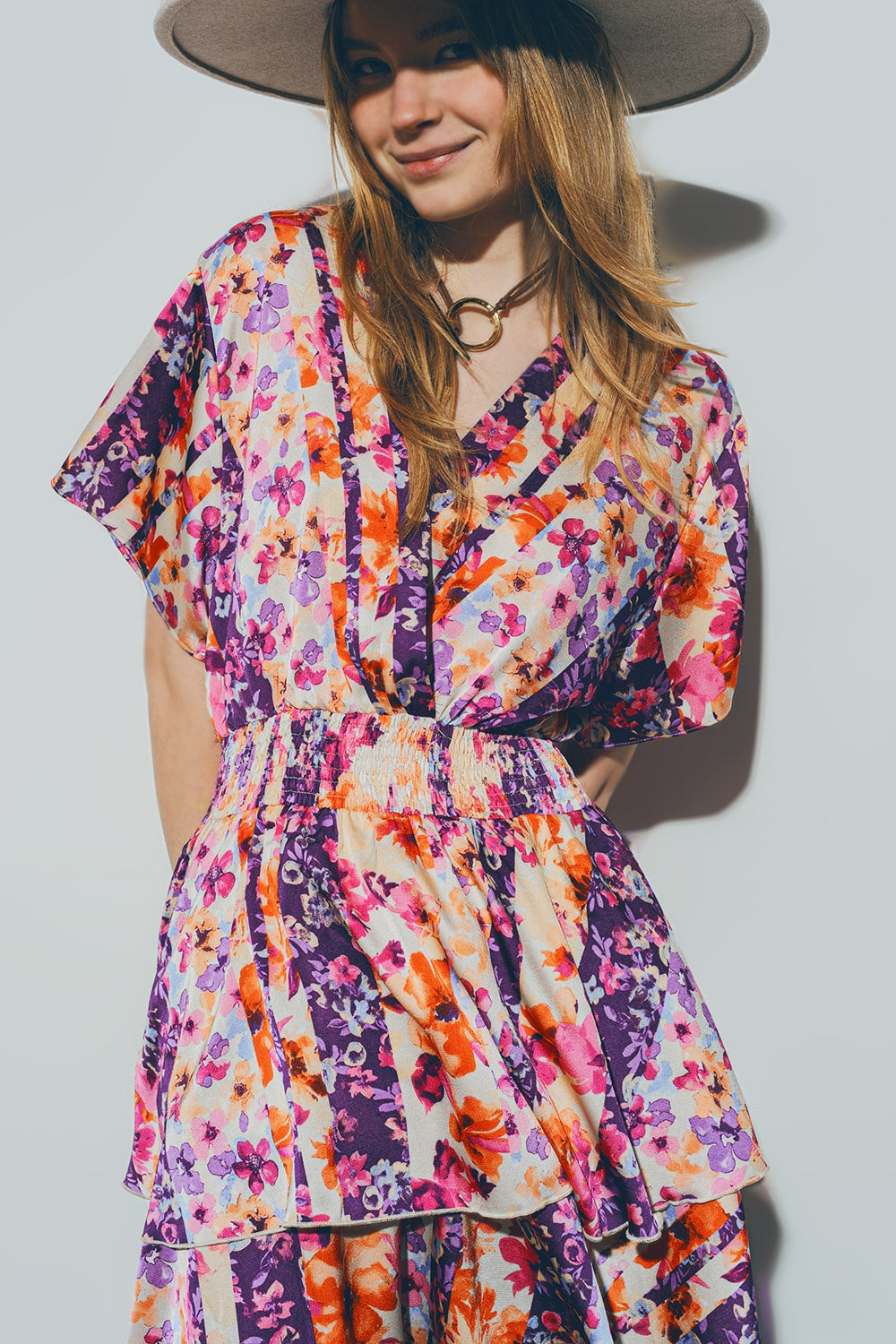 Floral Mini Dress in Multicolour - Dresses