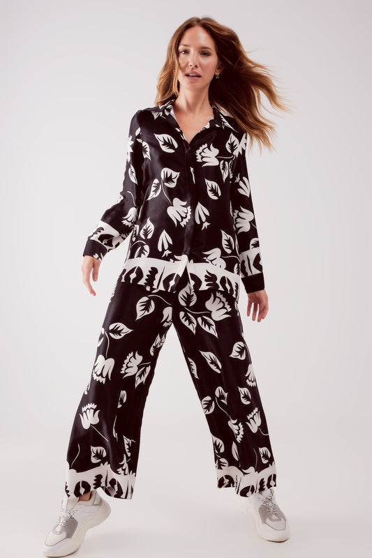 Floral print shirt in black - Shirts