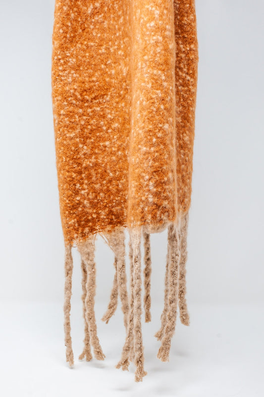Fluffy tassel scarf in beige - Scarves