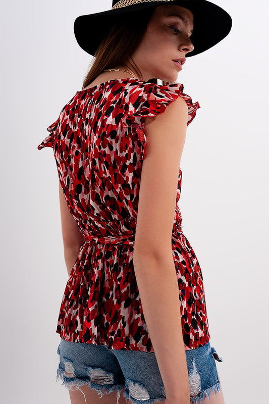 Frill detail chiffon blouse in animal print - Blouses