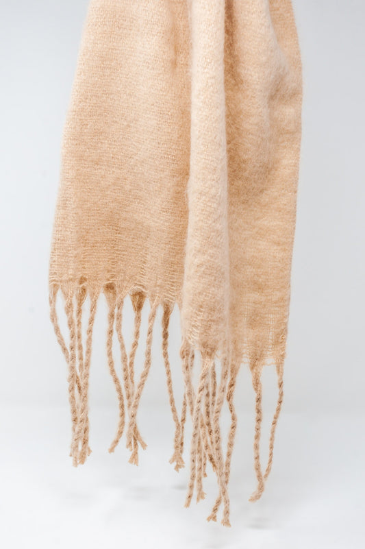 Fringed striped scarf in beige - Scarves
