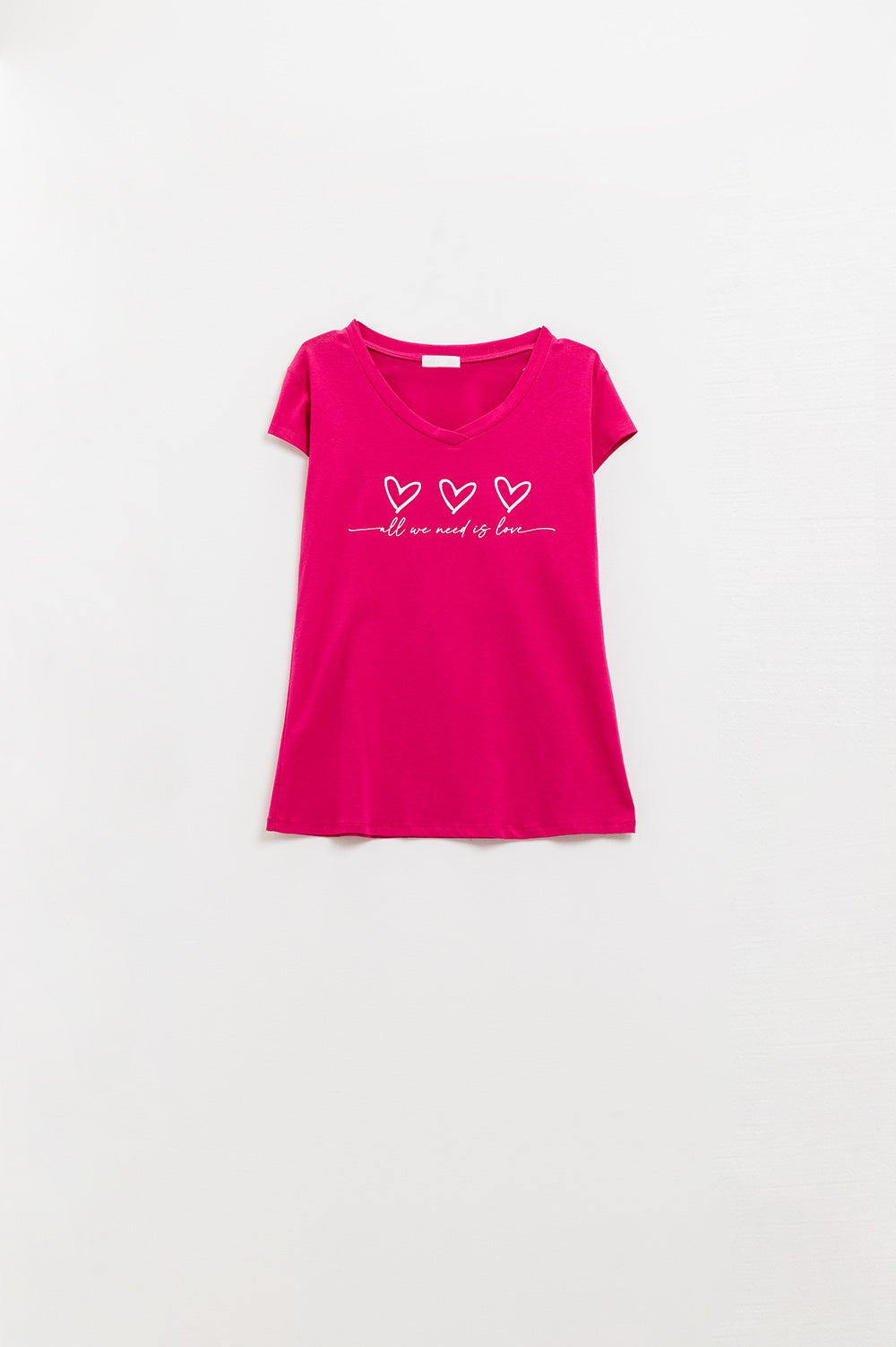 fucsia T-shirt with All We Need Is Love - Shirts
