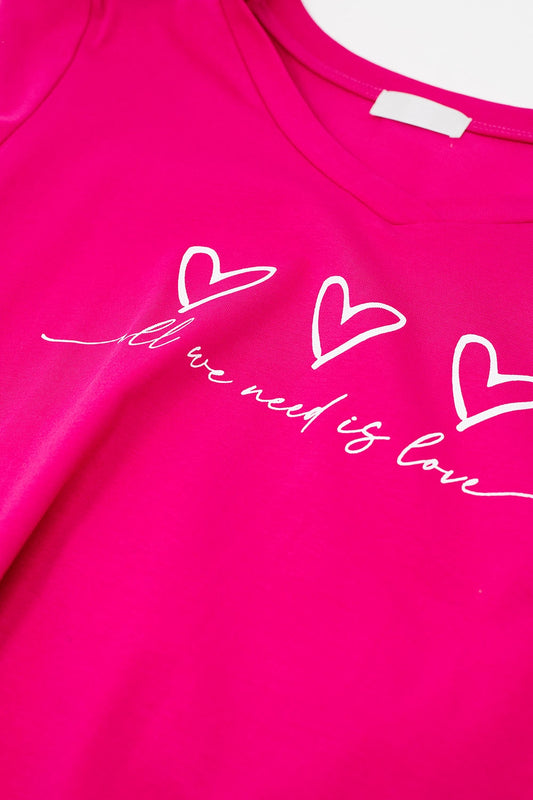 fucsia T-shirt with All We Need Is Love - Shirts