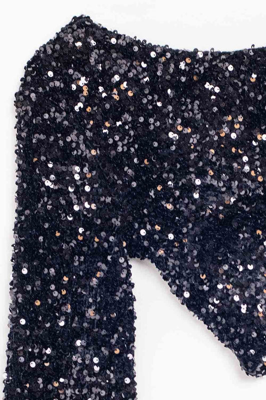 Glitter sequins top with one shoulder in black - Tops