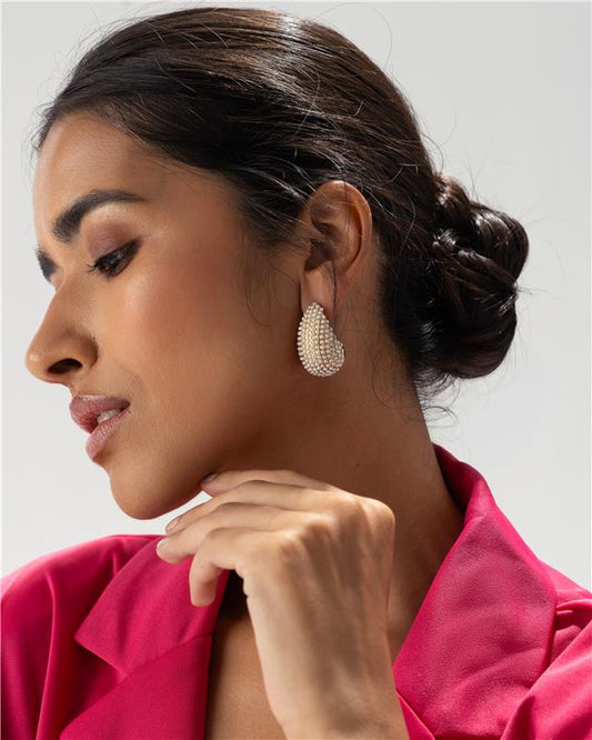 Sahi London Golden Stud Statement Earring - EARRINGS