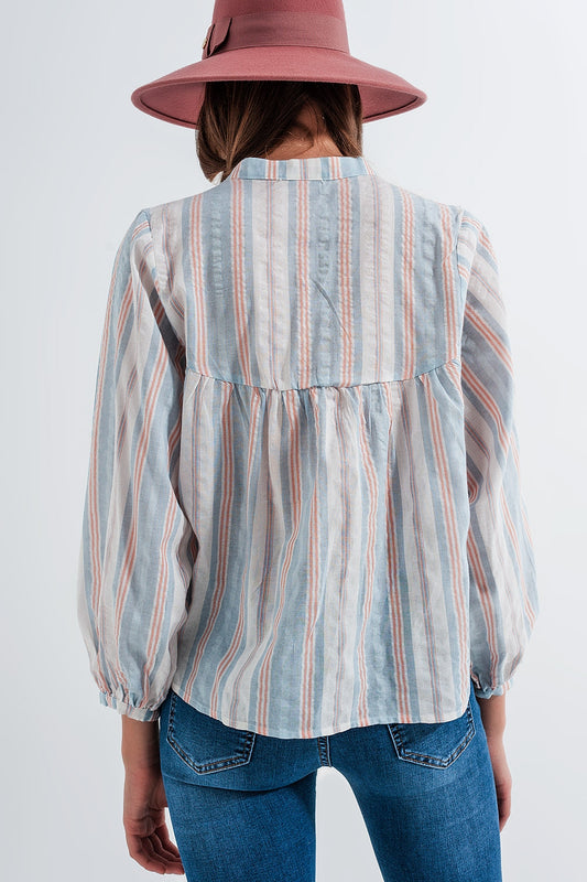 Grandad shirt in blue stripe - Shirts