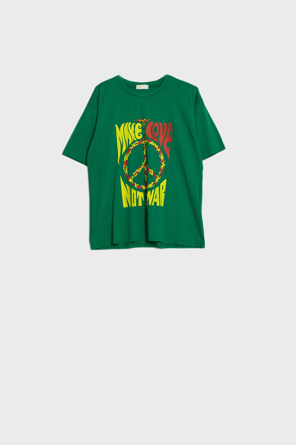green short sleeve t-shirt with Make love not war logo - T-Shirts