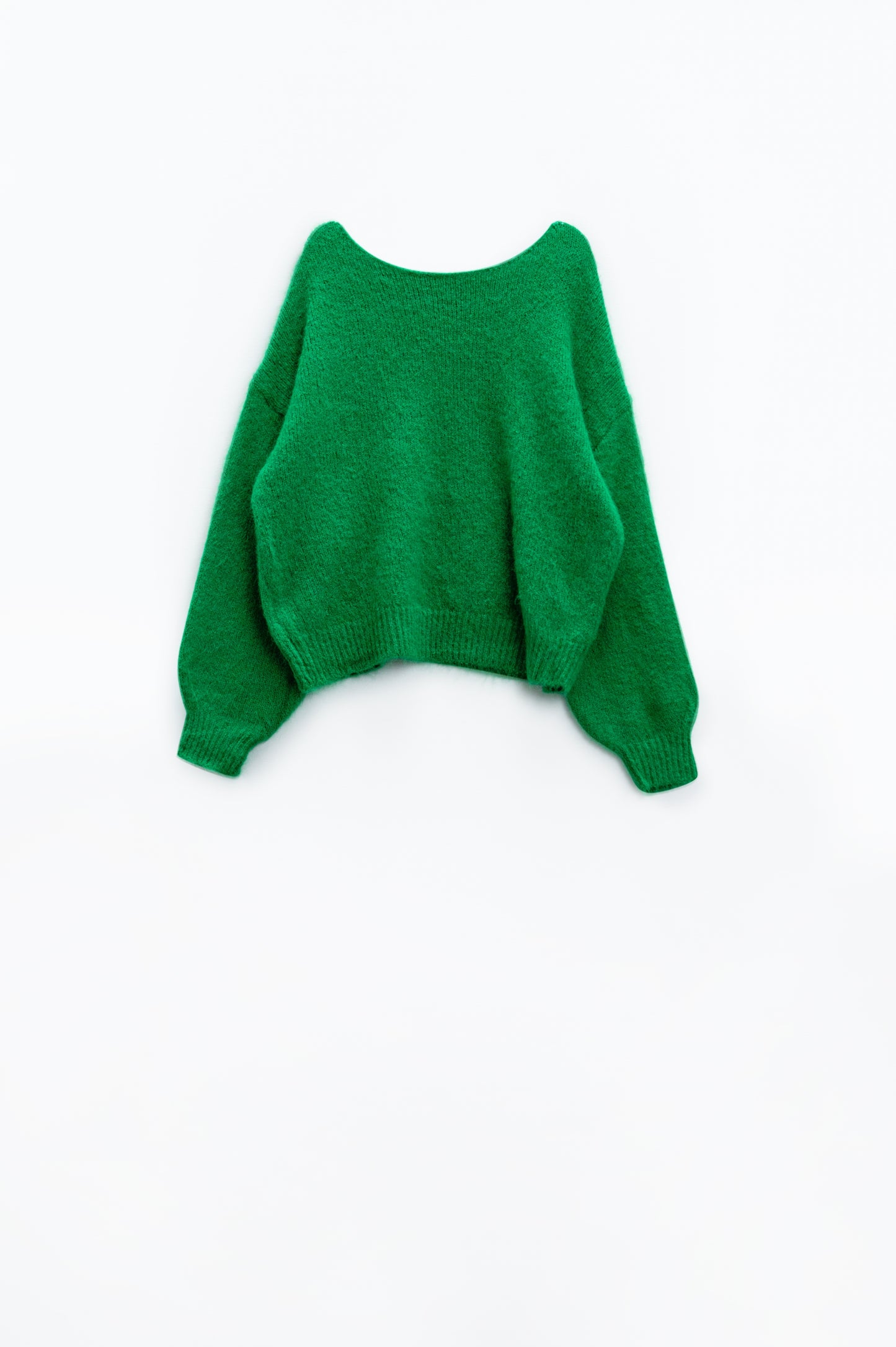 Green sweater with long sleeves and rounded collar - Jumpers