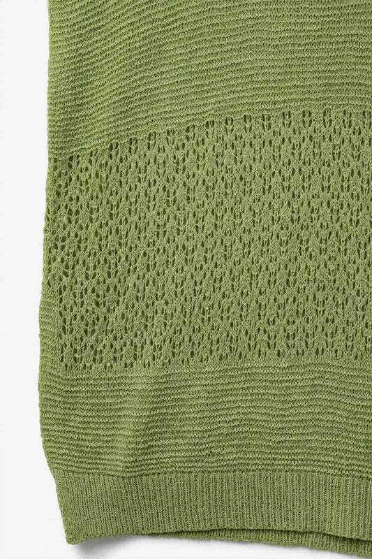 Green sweater with soft open knit and dropped sleeves - Jumpers