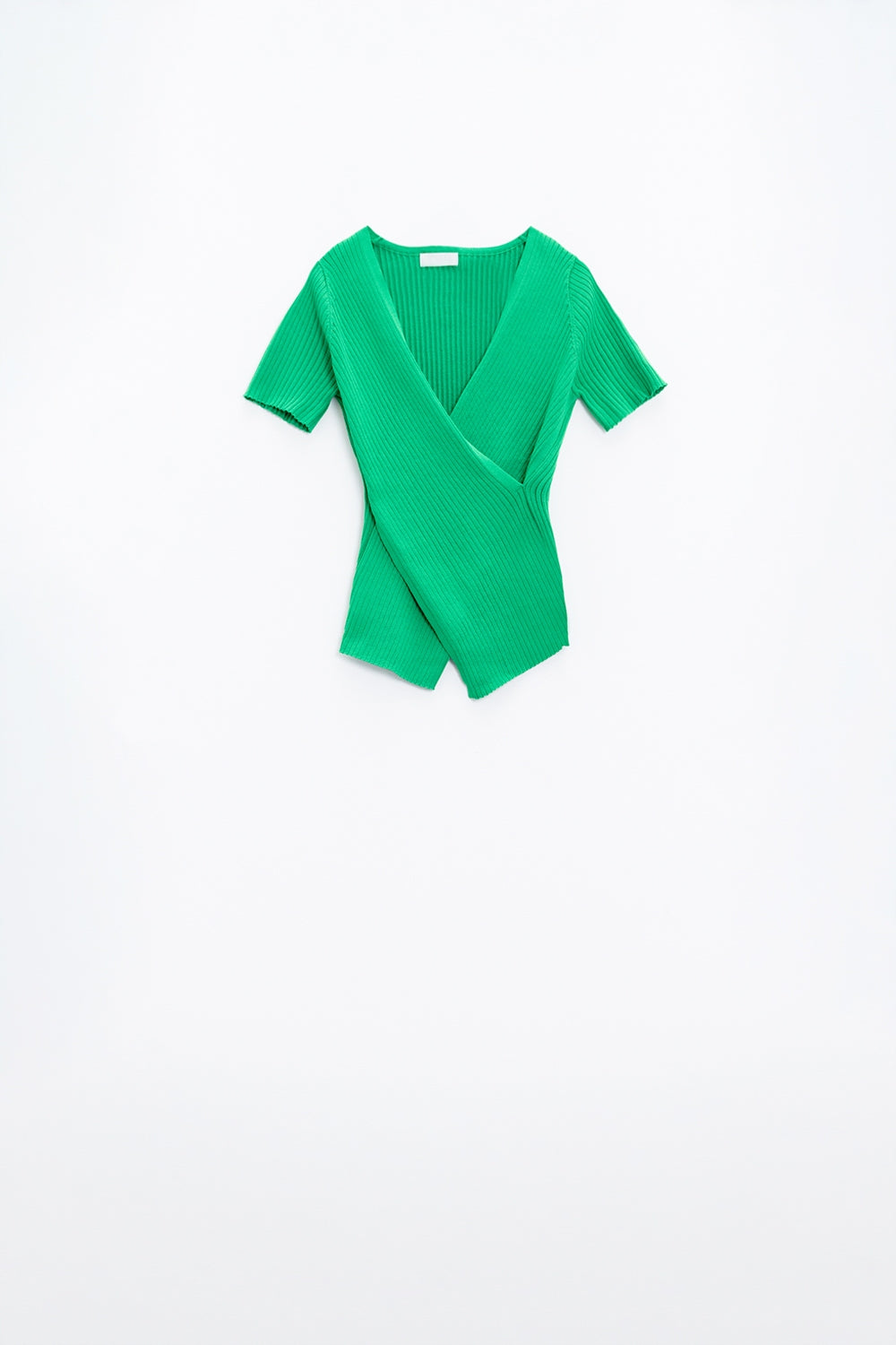 Green t-shirt with crossed front and V-neck - T-shirts
