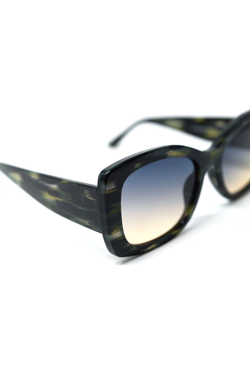 Green Tortoise Shell Oversized Oval Sunglasses in Acetate -