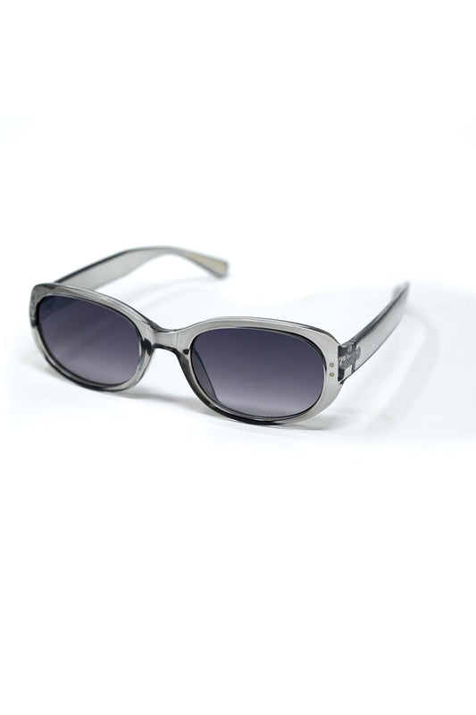 Grey Acrylic Oval Oversized Sunglasses -