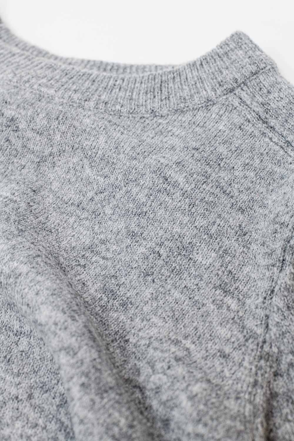 Grey crew neck sweater with seam detail on sleeve - Jumpers