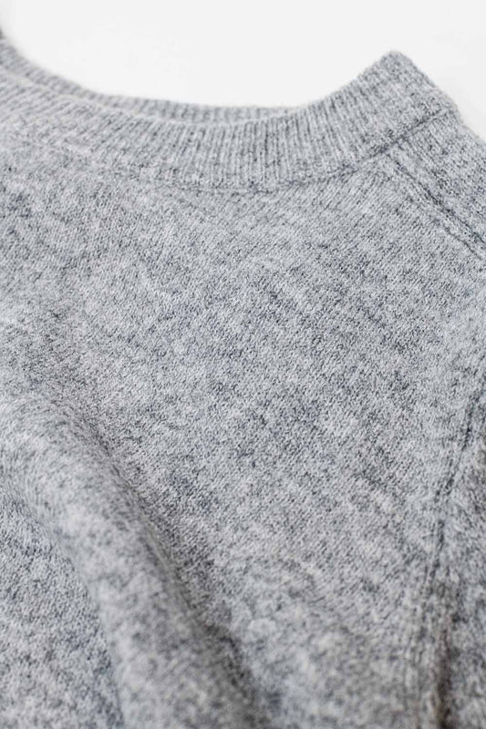 Grey crew neck sweater with seam detail on sleeve - Jumpers
