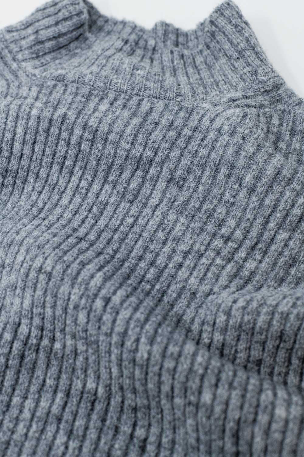grey ribbed turtleneck sweater - Jumpers