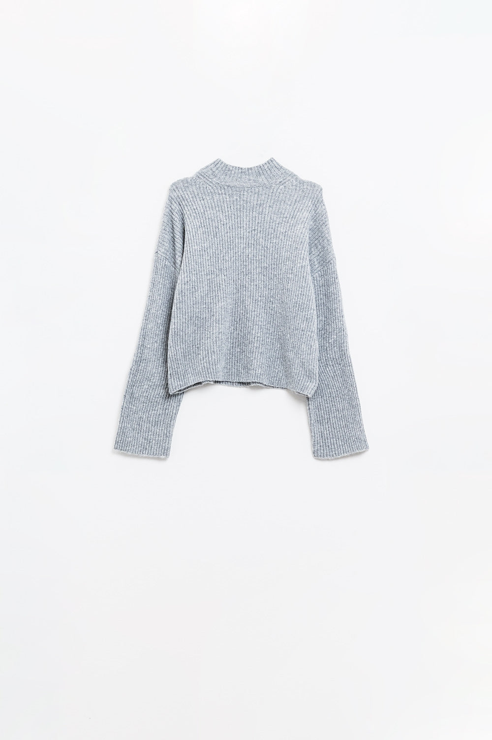 grey ribbed turtleneck sweater - Jumpers