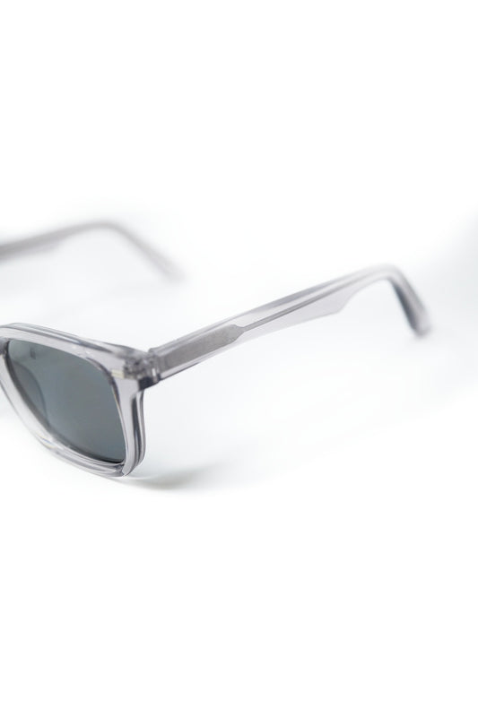 Grey Square Sunglasses with Black Gradient Lenses and metal side detail -