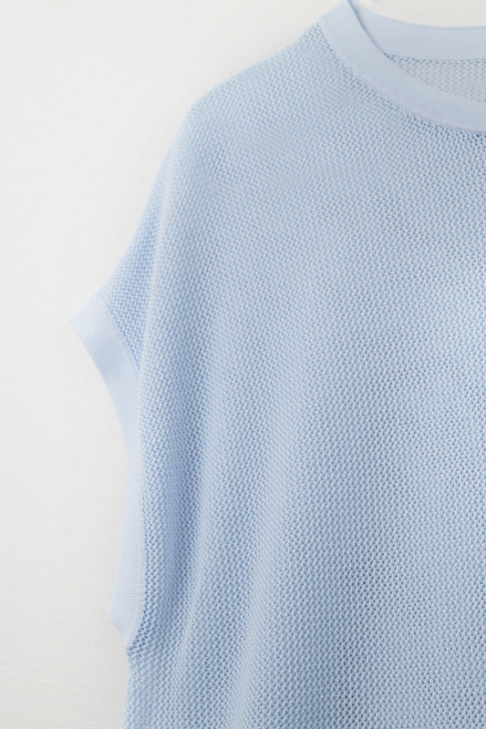 grid knit sweater in baby blue color - Jumpers