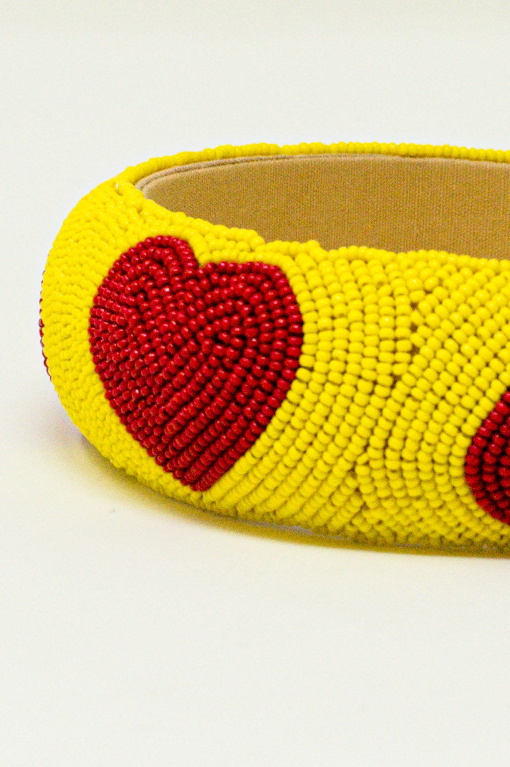 Heart Detail Beads Headband in Yellow - Headbands