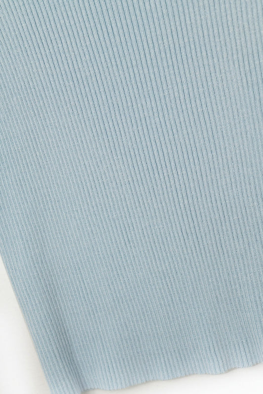 High Neck Cap Sleeves ribbed sweater in blue - Jumpers