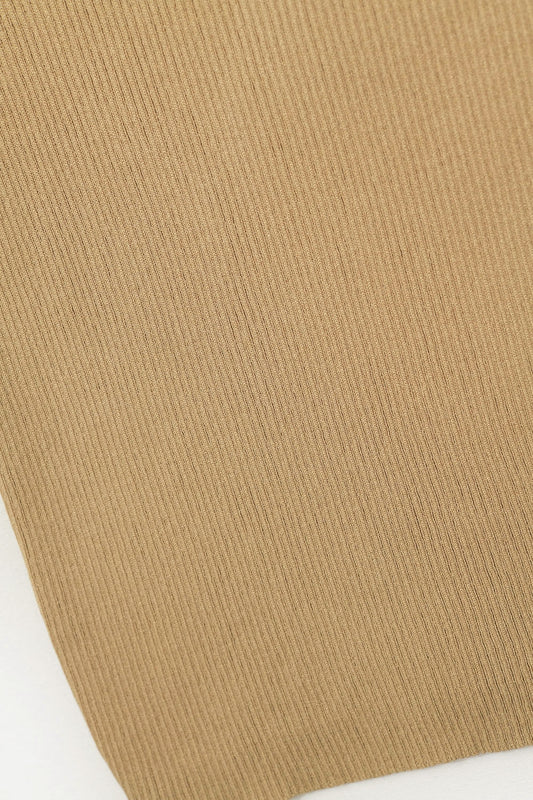 High Neck Cap Sleeves ribbed sweater in camel - Jumpers