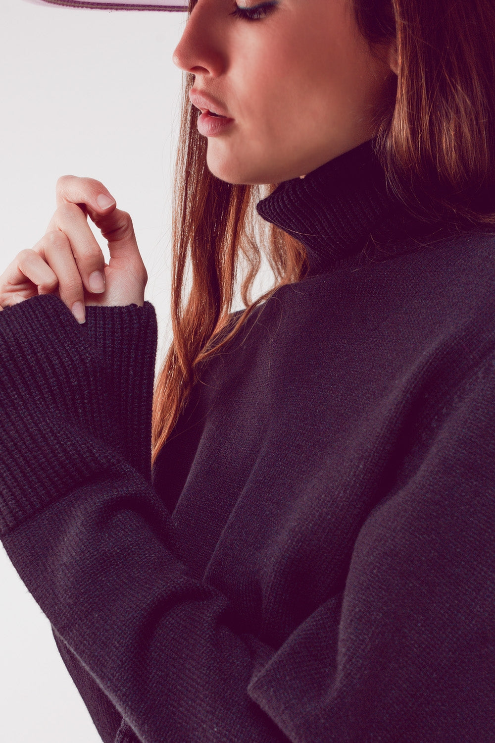 High neck cropped jumper in black - Jumpers