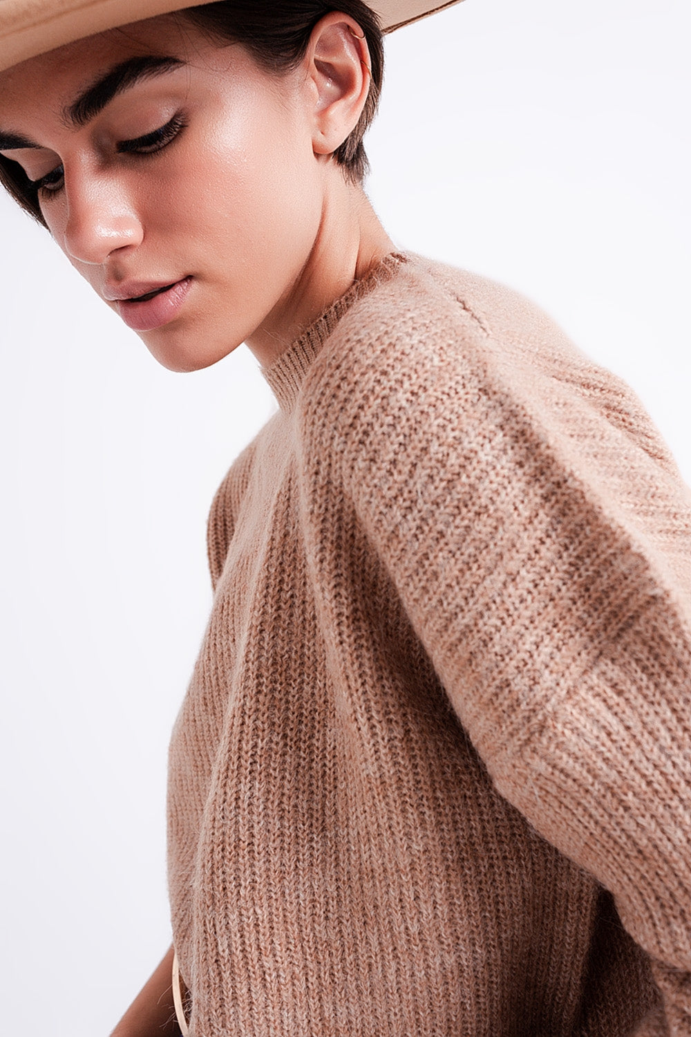 High neck jumper in beige - Jumpers