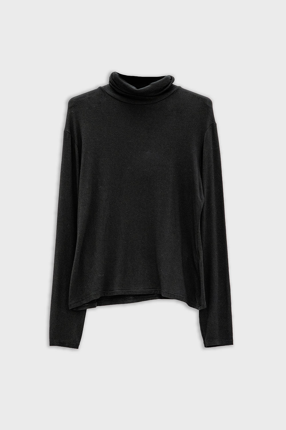 High Neck Long Sleeve top in black modal - Tops