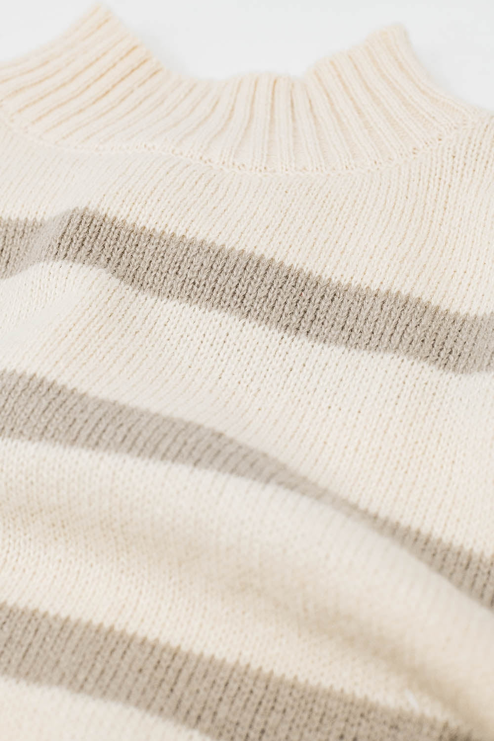High Neck striped Sweater in Beige and Cream - Jumpers