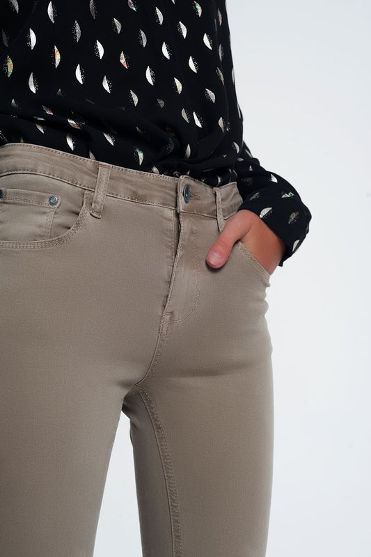 high waist skinny jeans in beige - Jeans